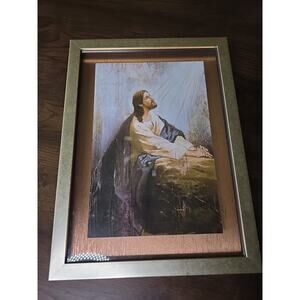 Vintage Jesus Print Praying At The‎ Garden Of Gethsemane Gold Frame 16 X 12